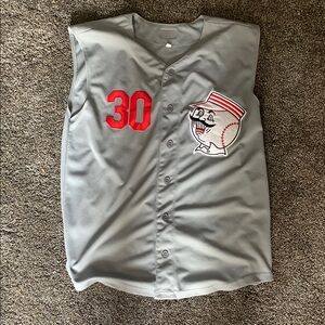 Cincinnati Reds Cut Off Baseball Jersey with Red Number